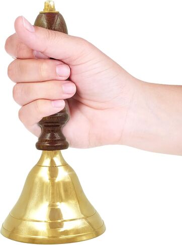 Shubhkart Wooden brass Classic Bell- for Wedding Events Decoration, Food Line, Alarm, Jingles, Ringing, Service Bell (Medium) in Kuwait