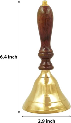 Shubhkart Wooden brass Classic Bell- for Wedding Events Decoration, Food Line, Alarm, Jingles, Ringing, Service Bell (Medium) in Kuwait