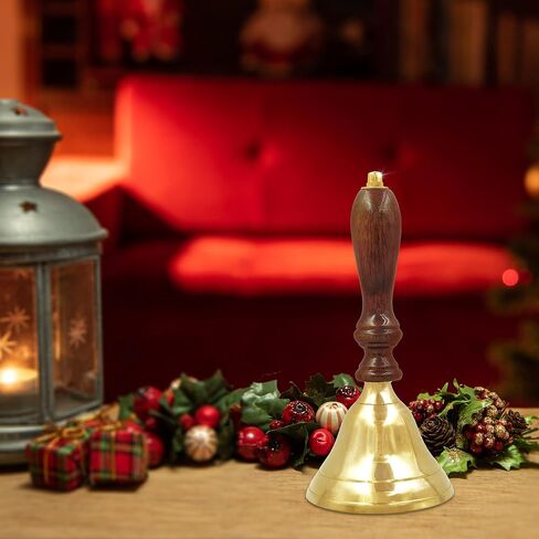 Shubhkart Wooden brass Classic Bell- for Wedding Events Decoration, Food Line, Alarm, Jingles, Ringing, Service Bell (Medium) in Kuwait