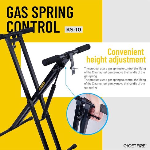 GHOSTFIRE لوحة مفاتيح هيدروليكية قابلة للتعديل وحامل بيانو عالي التحمل مزدوج X مُجمَّع مسبقًا بزر واحد مع أشرطة قفل، KS-10 حامل X محمول لبيانو كيبورد الكهربائي in Kuwait