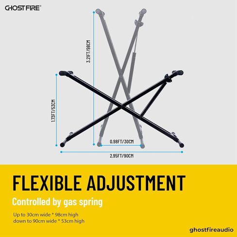 GHOSTFIRE لوحة مفاتيح هيدروليكية قابلة للتعديل وحامل بيانو عالي التحمل مزدوج X مُجمَّع مسبقًا بزر واحد مع أشرطة قفل، KS-10 حامل X محمول لبيانو كيبورد الكهربائي in Kuwait