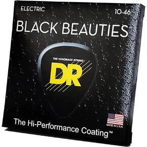 DR Strings Electric Guitar Strings, Black Beauties - Black Coated, 10-46