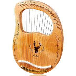 Lv Pets Lyre Harp 16 خيط معدني ماهوغاني مع حقيبة غير، نمط المانجو هدايا للهواة والمبتدئين (الخشب الطبيعي) in Kuwait
