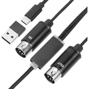 MIDI to USB/USB C Interface MIDI Cable Adapter with Input & Output Connecting with Keyboard/ piano/ Synthesizer for Editing & Recording with Windows, Android, Mac OS, Android, Most Type-c Devices in Kuwait