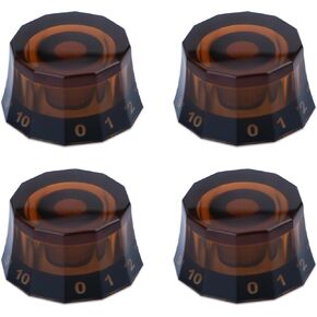 XIYANGJUAN 4pcs Dodecagon Design Electric Guitar Knobs Brown Speed Control Volume Tone Knobs for PRS/LP/SG/Les Paul Guitar Accessories(Brown)