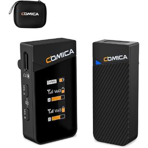 نظام ميكروفون Comica Vimo C3 اللاسلكي Lavalier، مع إلغاء الضوضاء، وضع الأمان، حقيبة شحن تدوم 20 ساعة، ميكروفون لاسلكي مدمج لكاميرات DSLR/iPhone/Vlogging/البث المباشر in Kuwait