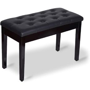 Piano Bench with Padded Cushion and Music Book Storage Compartment, Duet Wooden Seat, 13.7 x 29.5 x 20 inches, Load 440lb Black
