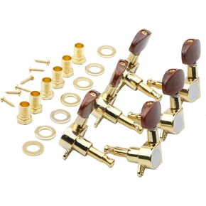 Swhmc 3R 3L Semi-Closed Golden Guitar String Tuners Tuning Keys Pegs Machine Heads Knobs Locking Tuners for Acoustic, Electric Guitar