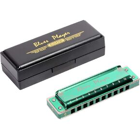 East top Upgrade Diatonic Blues Harmonica Key of C, 10 Hole Diatonic Blues Harp Mouth Organ Harmonica, Advanced PR020 Harmonicas For Adults, Professionals and Students(Blue)