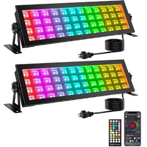 شريط ضوء غسيل المرحلة LED - OPPSK 2 حزمة 96W RGB IP66 مقاوم للماء متغير اللون شريط ضوء المرحلة الذكي مع وظيفة المطاردة عن طريق التحكم عن بعد والتحكم في التطبيق لأحداث الحفلات الداخلية الخارجية وإضاءة المسرح