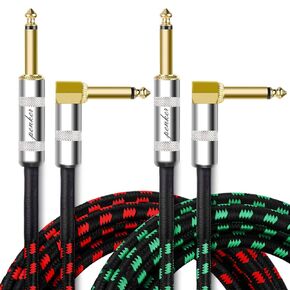 Penker 2 حزمة كابل أداة الجيتار 6FT، الزاوية اليمنى 1/4 بوصة TS إلى مستقيم 1/4 بوصة TS مطلي بالذهب 6.35 مم سلك الجيتار، 2 متر للجيتار باس لوحة المفاتيح المؤثر ميكروفون خلاط