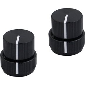 Guyker Guitar Aluminum Alloy Dual Concentric Control Knobs - Dome Volume Tone Stacked Knob Replacement for Electric Guitar or Bass (black, 2 piece)