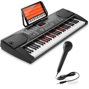 Hamzer 61-Key Electronic Keyboard Portable Digital Music Piano with Lighted Keys, Microphone & Sticker Set in Kuwait