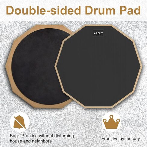 ايجوت مجموعة وسادة تدريب الطبل مع حامل طبل كمين للمبتدئين، بساط طبول صامت مزدوج الجوانب مقاس 12 انش مع عصي طبل، وسادة تدريب للاطفال والكبار على الطبل، اسود in Kuwait