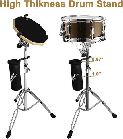 ايجوت مجموعة وسادة تدريب الطبل مع حامل طبل كمين للمبتدئين، بساط طبول صامت مزدوج الجوانب مقاس 12 انش مع عصي طبل، وسادة تدريب للاطفال والكبار على الطبل، اسود in Kuwait