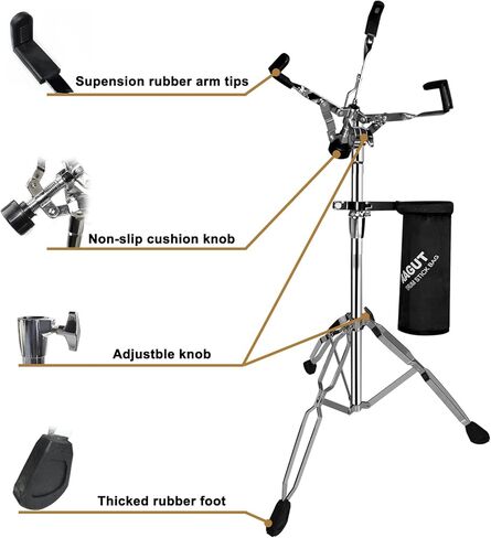 ايجوت مجموعة وسادة تدريب الطبل مع حامل طبل كمين للمبتدئين، بساط طبول صامت مزدوج الجوانب مقاس 12 انش مع عصي طبل، وسادة تدريب للاطفال والكبار على الطبل، اسود in Kuwait