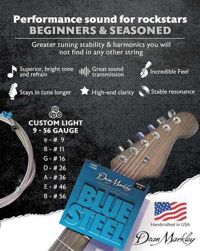 سلاسل غيتار كهربائية من الفولاذ الأزرق من دين ماركلي، 8-38، 2550، in Kuwait