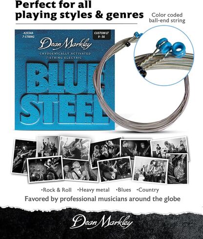 سلاسل غيتار كهربائية من الفولاذ الأزرق من دين ماركلي، 8-38، 2550، in Kuwait