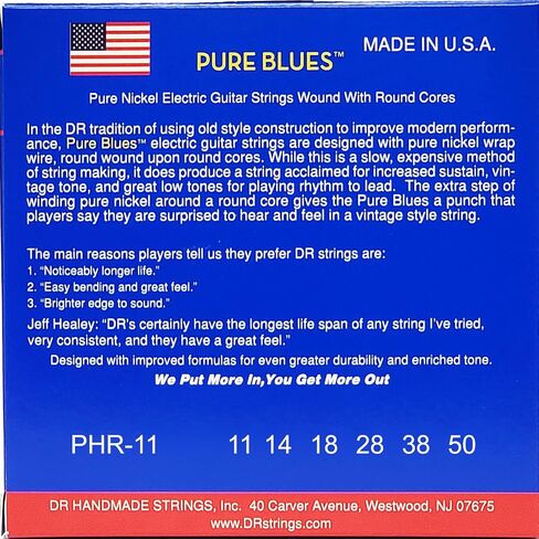 DR Strings Pure Blues Pure Nickel Wrap Round Core 11-50 & Rare - Phosphor Bronze AcousticHex Core 12-54 in Saudi Arabia