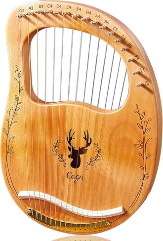 Lv Pets Lyre Harp 16 خيط معدني ماهوغاني مع حقيبة غير، نمط المانجو هدايا للهواة والمبتدئين (الخشب الطبيعي) in Kuwait