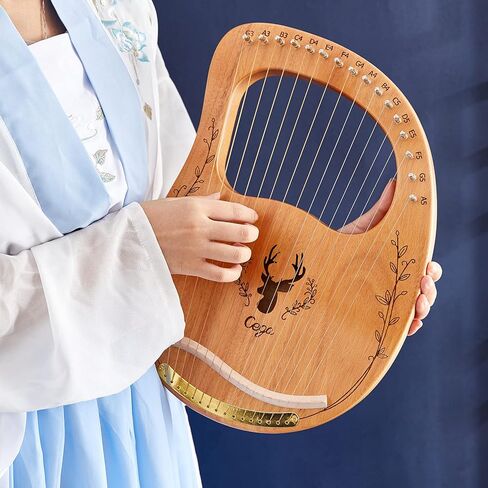 Lv Pets Lyre Harp 16 خيط معدني ماهوغاني مع حقيبة غير، نمط المانجو هدايا للهواة والمبتدئين (الخشب الطبيعي) in Kuwait