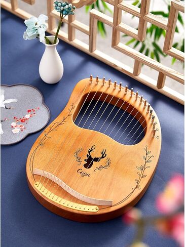 Lv Pets Lyre Harp 16 خيط معدني ماهوغاني مع حقيبة غير، نمط المانجو هدايا للهواة والمبتدئين (الخشب الطبيعي) in Kuwait