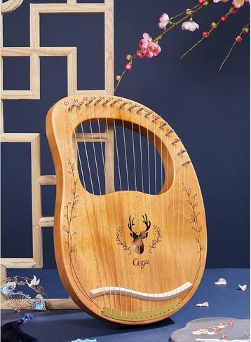 Lv Pets Lyre Harp 16 خيط معدني ماهوغاني مع حقيبة غير، نمط المانجو هدايا للهواة والمبتدئين (الخشب الطبيعي) in Kuwait