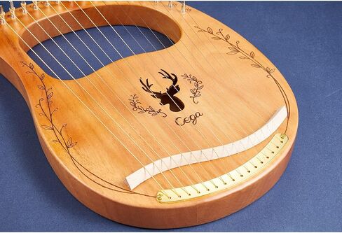 Lv Pets Lyre Harp 16 خيط معدني ماهوغاني مع حقيبة غير، نمط المانجو هدايا للهواة والمبتدئين (الخشب الطبيعي) in Kuwait
