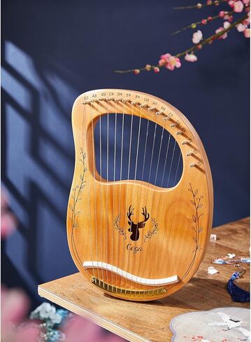 Lv Pets Lyre Harp 16 خيط معدني ماهوغاني مع حقيبة غير، نمط المانجو هدايا للهواة والمبتدئين (الخشب الطبيعي) in Kuwait