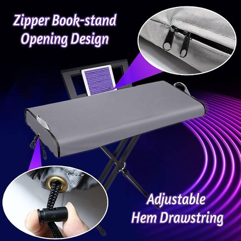 غطاء لوحة مفاتيح البيانو 61 مفتاحًا - حامل موسيقي بسحاب يفتح بسُمك مقاوم للماء وغطاء بيانو رقمي متين لـ 61 مفتاحًا مع مقابض ورباط قابل للتعديل للبيانو الكهربائي الرقمي in Kuwait