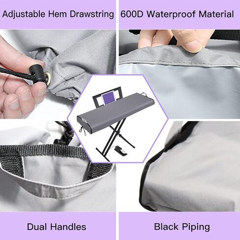 غطاء لوحة مفاتيح البيانو 61 مفتاحًا - حامل موسيقي بسحاب يفتح بسُمك مقاوم للماء وغطاء بيانو رقمي متين لـ 61 مفتاحًا مع مقابض ورباط قابل للتعديل للبيانو الكهربائي الرقمي in Kuwait