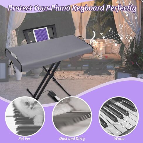 غطاء لوحة مفاتيح البيانو 61 مفتاحًا - حامل موسيقي بسحاب يفتح بسُمك مقاوم للماء وغطاء بيانو رقمي متين لـ 61 مفتاحًا مع مقابض ورباط قابل للتعديل للبيانو الكهربائي الرقمي in Kuwait