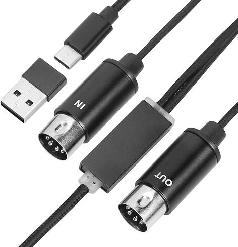 محول كيبل ميدي من ميدي الى USB/USB C مع مدخل ومخرج توصيل مع كيبورد / بيانو / مركب للتحرير والتسجيل مع ويندوز واندرويد وماك او اس واندرويد ومعظم الاجهزة من النوع سي in Saudi Arabia