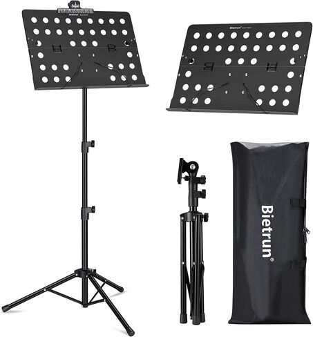 بيترون حامل موسيقى معدني محمول مع حقيبة حمل وارتفاع وزاوية قابلة للتعديل وحامل كتب موسيقية قابل للطي ومشبك ورقة موسيقية للكمان وعازفي الجيتار والفرقة الموسيقية in Kuwait