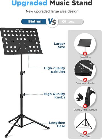 بيترون حامل موسيقى معدني محمول مع حقيبة حمل وارتفاع وزاوية قابلة للتعديل وحامل كتب موسيقية قابل للطي ومشبك ورقة موسيقية للكمان وعازفي الجيتار والفرقة الموسيقية in Kuwait