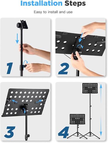 بيترون حامل موسيقى معدني محمول مع حقيبة حمل وارتفاع وزاوية قابلة للتعديل وحامل كتب موسيقية قابل للطي ومشبك ورقة موسيقية للكمان وعازفي الجيتار والفرقة الموسيقية in Kuwait