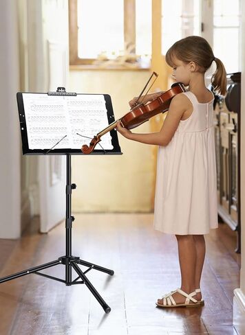 بيترون حامل موسيقى معدني محمول مع حقيبة حمل وارتفاع وزاوية قابلة للتعديل وحامل كتب موسيقية قابل للطي ومشبك ورقة موسيقية للكمان وعازفي الجيتار والفرقة الموسيقية in Kuwait