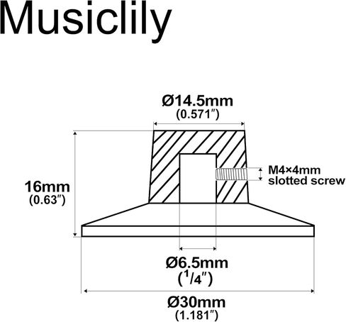 Musiclily Pro Inch Size Guitar Witch Hat Knobs Vintage Skirted Amp Knobs with Set Screw for Fender Amplifier Effect Pedal, Black (Set of 6) in Saudi Arabia