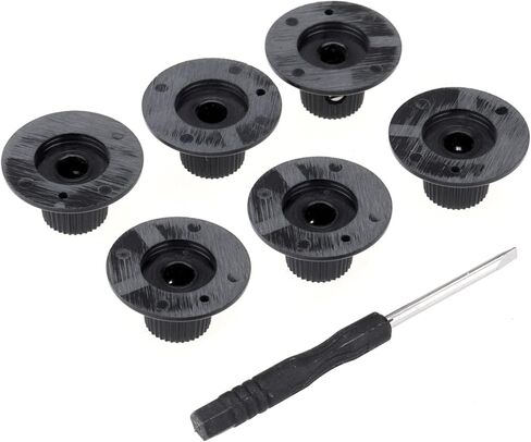 Musiclily Pro Inch Size Guitar Witch Hat Knobs Vintage Skirted Amp Knobs with Set Screw for Fender Amplifier Effect Pedal, Black (Set of 6) in Saudi Arabia