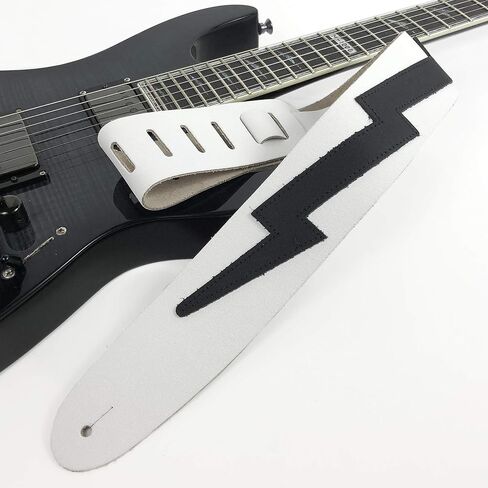 Perri’s Leathers Ltd. - Guitar Strap - Leather - The Famous Collection - Padded - Wide - Music Notes - Black/White - Adjustable - For Acoustic / Bass / Electric Guitars - Made in Canada (BM35PD-7531) in Saudi Arabia