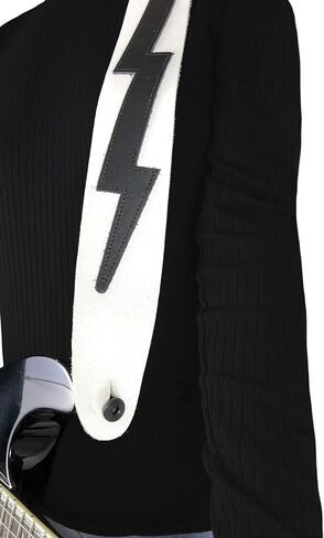 Perri’s Leathers Ltd. - Guitar Strap - Leather - The Famous Collection - Padded - Wide - Music Notes - Black/White - Adjustable - For Acoustic / Bass / Electric Guitars - Made in Canada (BM35PD-7531) in Saudi Arabia