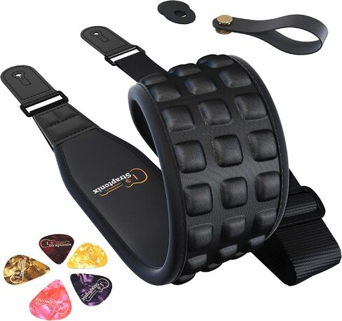 Guitar Strap Kit | Ultra Comfy Electric, Bass, Acoustic Guitar Strap - Soft & Durable Neoprene Guitar Strap w/ 2 Strap Retainers, Strap Button & 5 Guitar Pick Set - Adjustable Strap for Musicians in Saudi Arabia