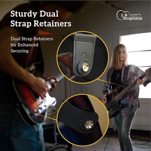 Guitar Strap Kit | Ultra Comfy Electric, Bass, Acoustic Guitar Strap - Soft & Durable Neoprene Guitar Strap w/ 2 Strap Retainers, Strap Button & 5 Guitar Pick Set - Adjustable Strap for Musicians in Saudi Arabia