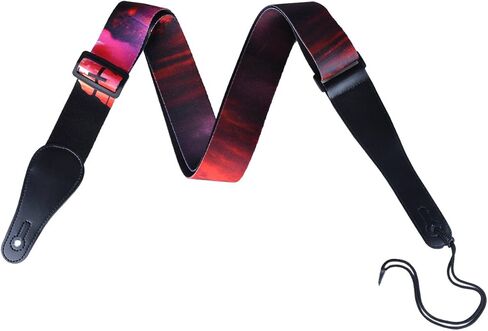 حزام جيتار للصوتيات - حزام كلاسيكي للجيتار الكلاسيكي والكهربائي حزام قطن بوليستر ناعم قابل للتعديل مع ريشة جيتار مجانية (صن سيت) in Kuwait