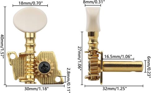Swhmc Guitar 2R2L Gold Tuning Pegs Kegs Machine Head Tuners for 4 String Ukulele Bass Guitar with Creamy-White Button in Saudi Arabia