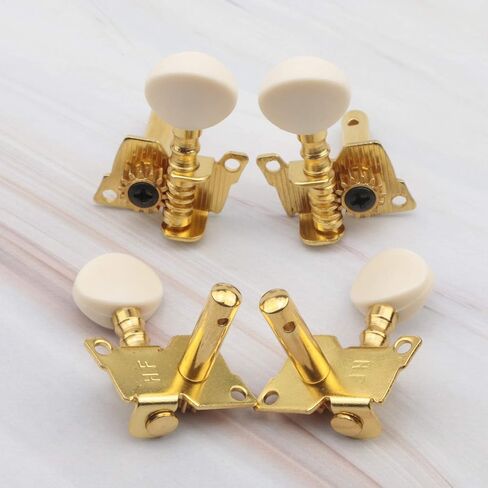 Swhmc Guitar 2R2L Gold Tuning Pegs Kegs Machine Head Tuners for 4 String Ukulele Bass Guitar with Creamy-White Button in Saudi Arabia