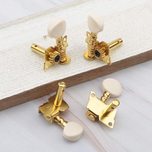 Swhmc Guitar 2R2L Gold Tuning Pegs Kegs Machine Head Tuners for 4 String Ukulele Bass Guitar with Creamy-White Button in Saudi Arabia