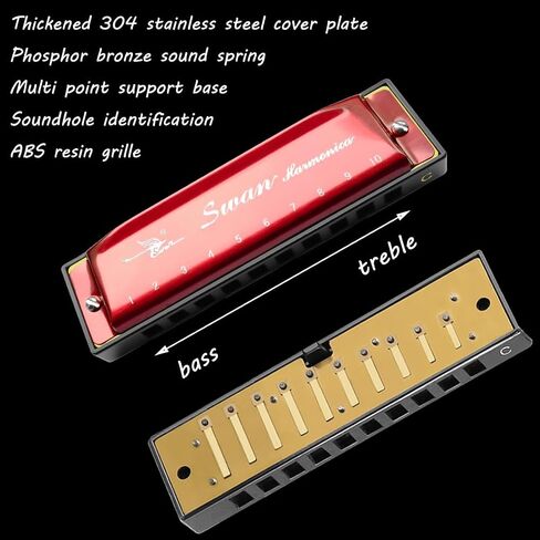 Harmonica Armonica Mouth Organ Blues Harmonica Key of C 10 Hole 20 Tone Polyphony Diatonic Harp with Case for Blues Folk Jazz Pop for Music Student Teacher Teaching Beginner Gift in Kuwait