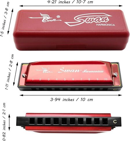 Harmonica Armonica Mouth Organ Blues Harmonica Key of C 10 Hole 20 Tone Polyphony Diatonic Harp with Case for Blues Folk Jazz Pop for Music Student Teacher Teaching Beginner Gift in Kuwait