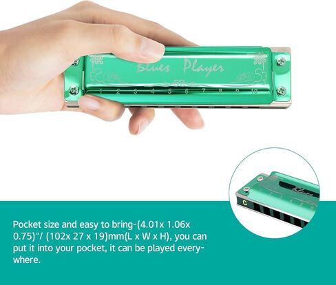 East top Upgrade Diatonic Blues Harmonica Key of C, 10 Hole Diatonic Blues Harp Mouth Organ Harmonica, Advanced PR020 Harmonicas For Adults, Professionals and Students(Blue) in Kuwait